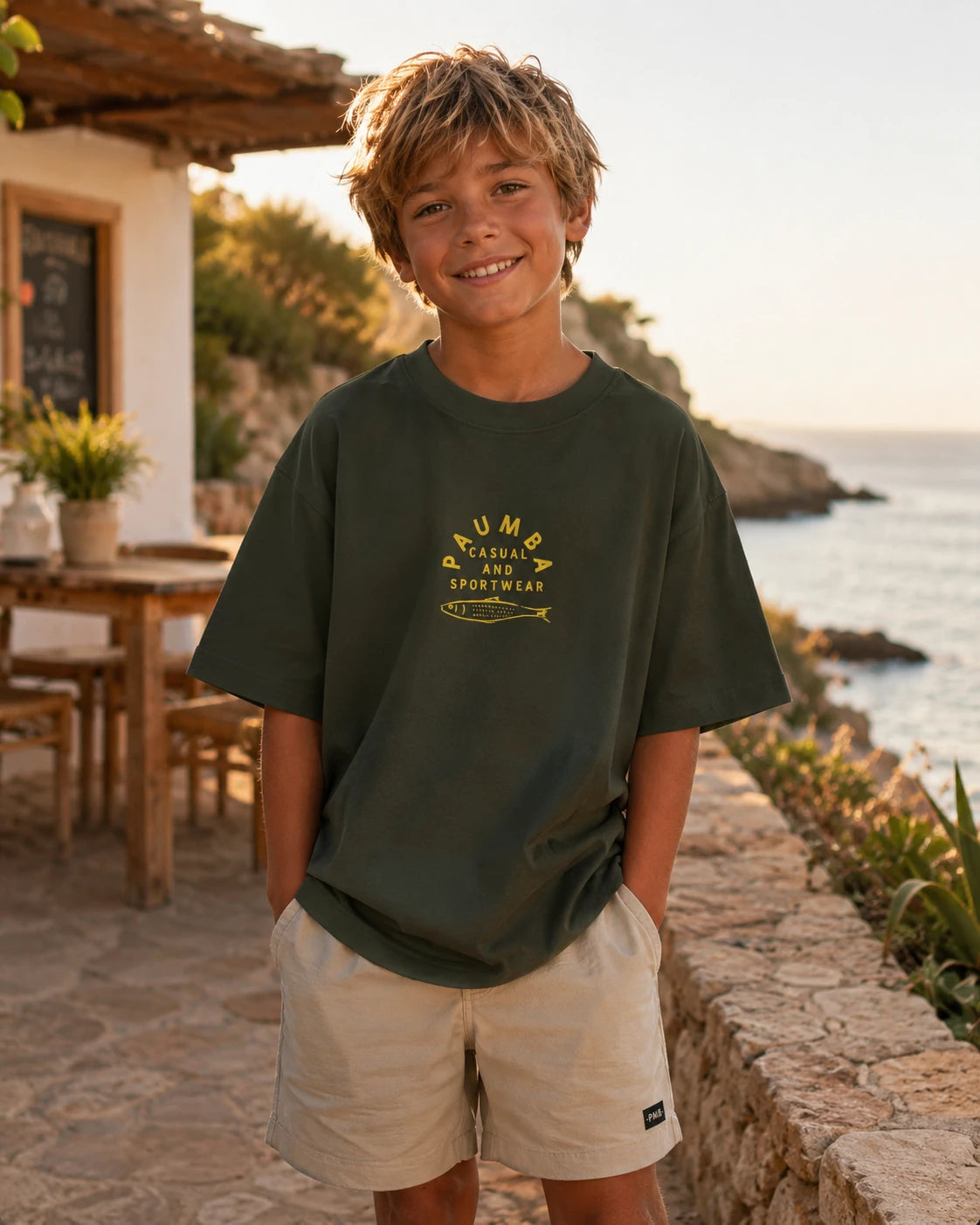 One Fish Dark Olive Kid Front