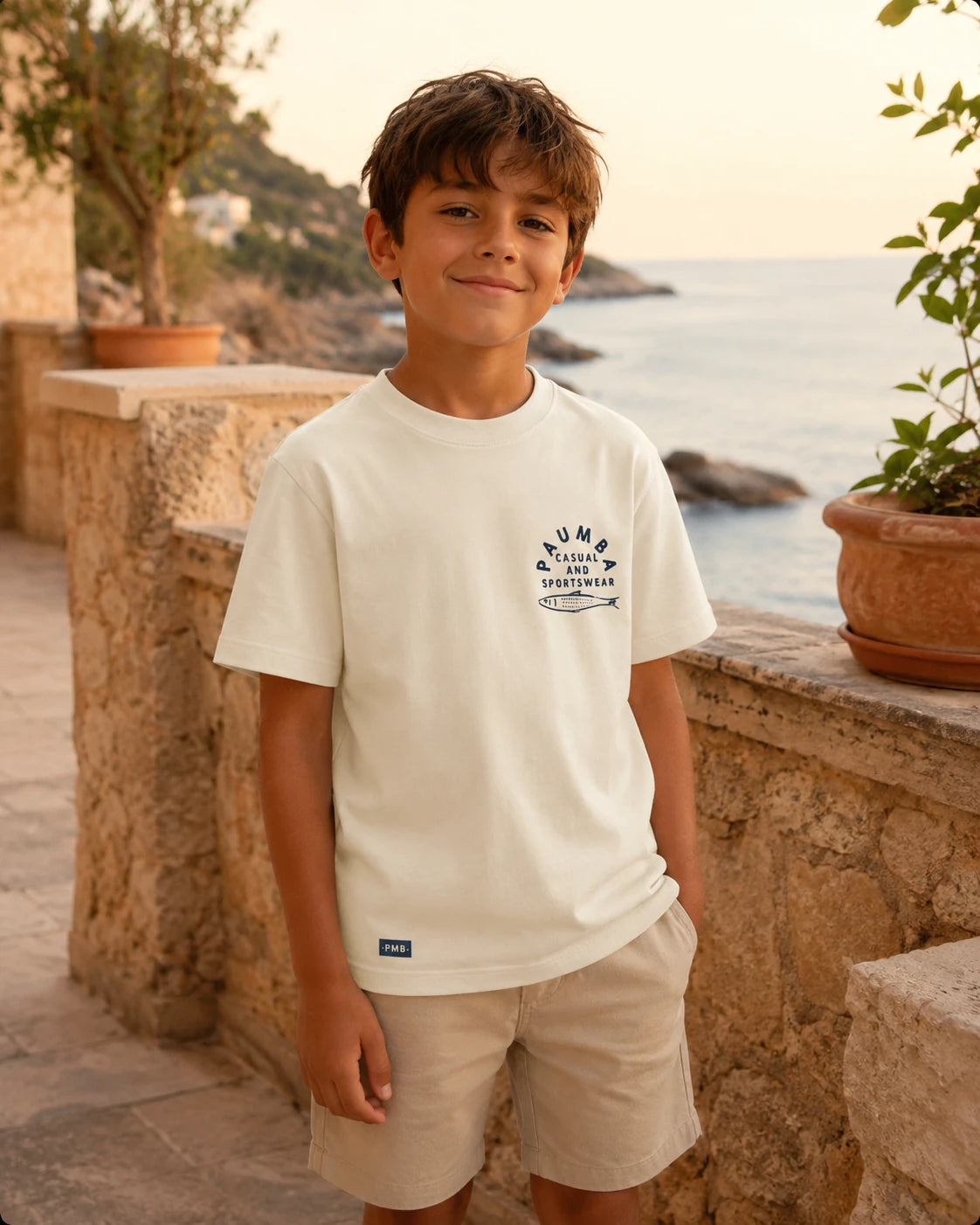 Three Fishes Warm White Kid Front